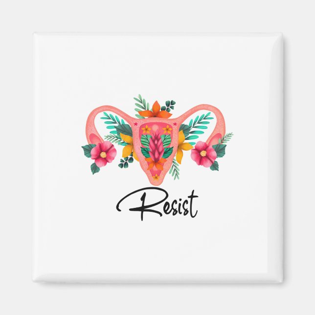Resistent Uterus Blommigt Pro Chotionsavregistreri Magnet (Framsidan)