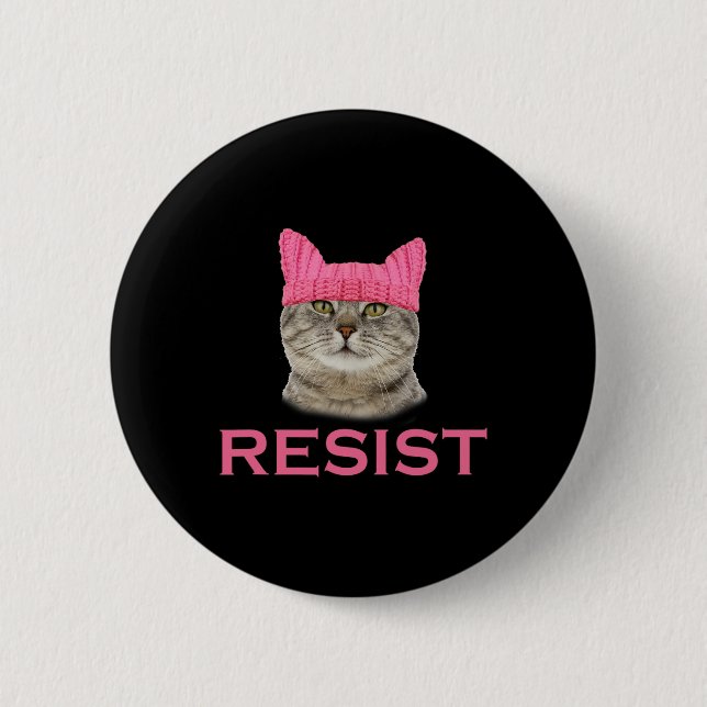 Resister Persist Protest March Cat Hat Knapp (Framsida)