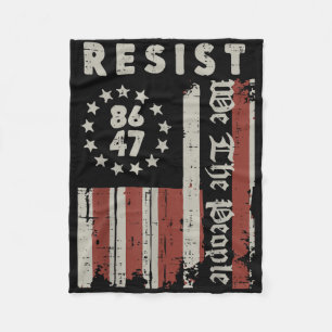 Resistera 8647 US Flagga Vi folk protesterar mot k Fleecefilt
