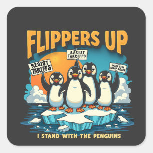 Resistera att jag står med Penguins Fyrkantigt Klistermärke