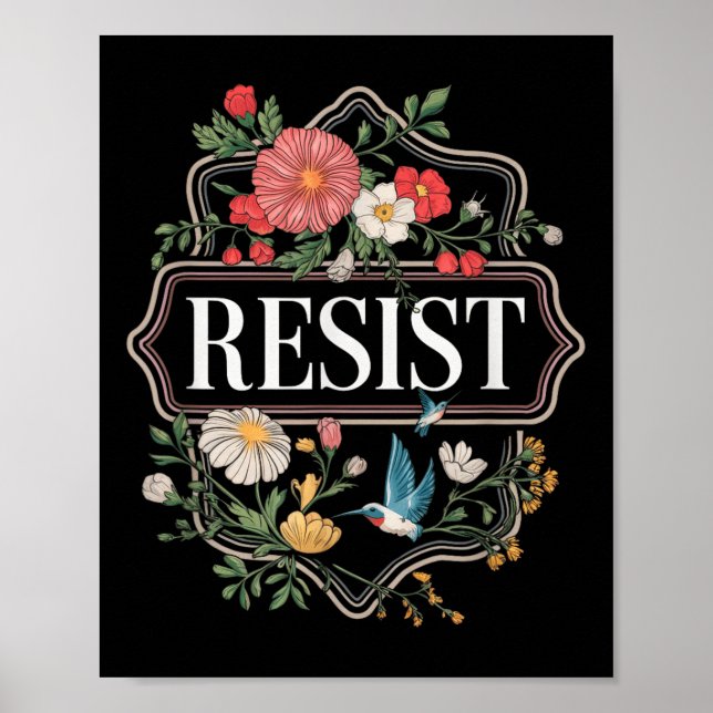 Resistera Blommigt Protest Trump Anti Trump Poster (Framsidan)