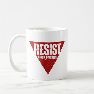 Resistera ord med inverterad röd triangelresistens kaffemugg