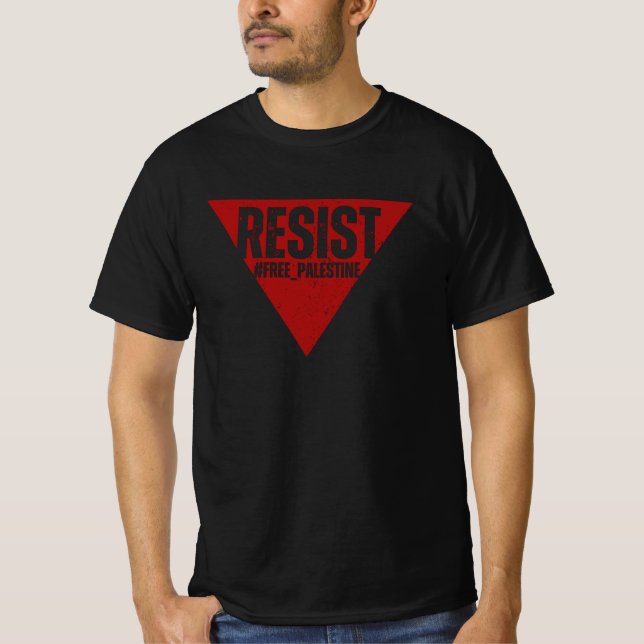 Resistera ord med inverterad röd triangelresistens t shirt (Framsida)