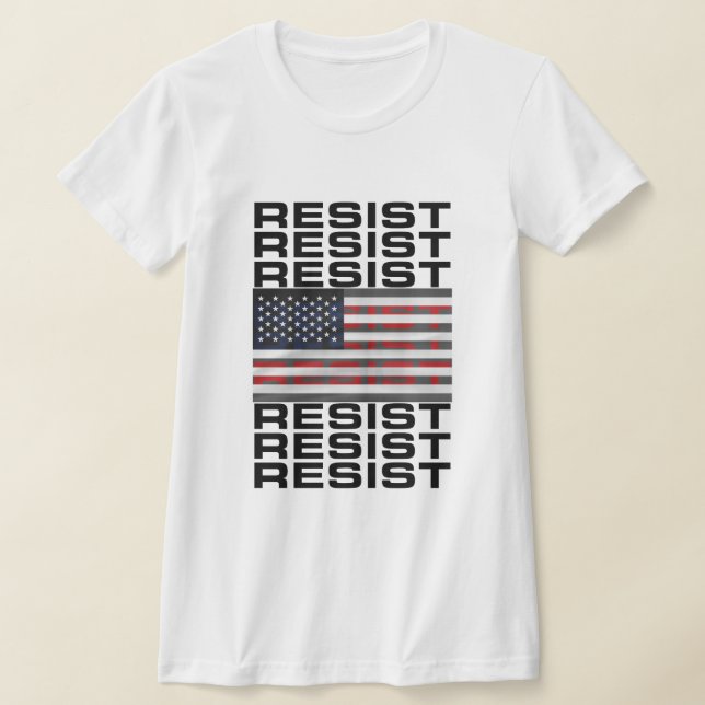Resistera på amerikansk Flagga T Shirt (Laydown)