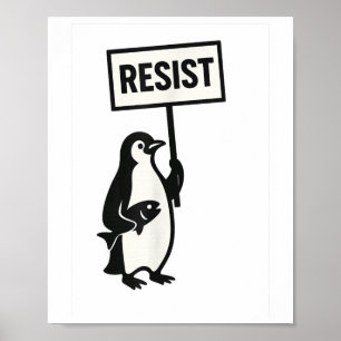 Resistera penguin Activism Graphic Poster