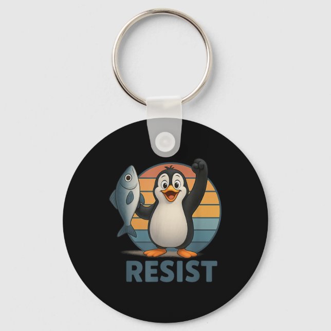 Resistera Penguin Activism Penguins protesterande  Nyckelring (Framsida)
