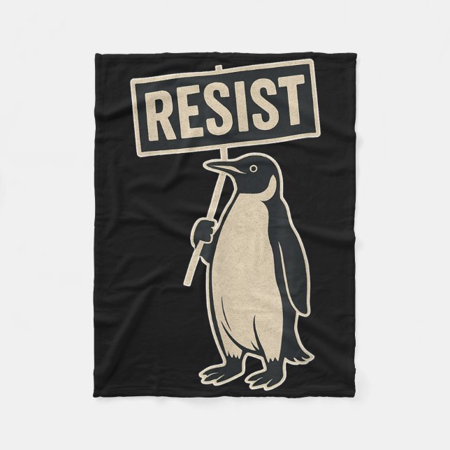 Resistera Penguin-protesten mot Tariffs Funny Grap Fleecefilt (Framsidan)