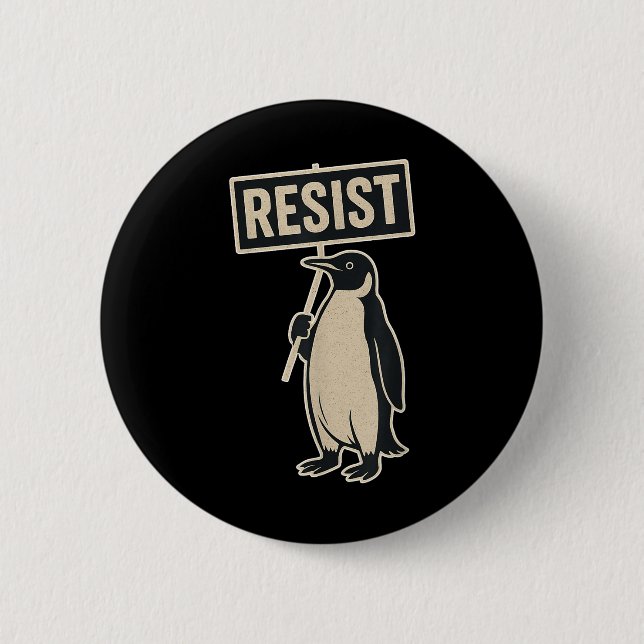 Resistera Penguin-protesten mot Tariffs Funny Grap Knapp (Framsida)