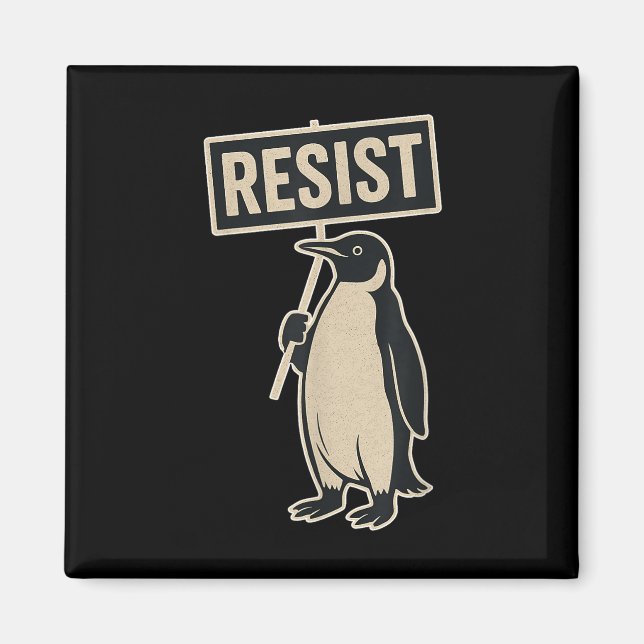 Resistera Penguin-protesten mot Tariffs Funny Grap Magnet (Framsidan)