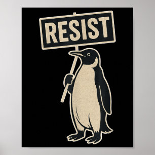 Resistera Penguin-protesten mot Tariffs Funny Grap Poster