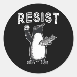 Resistera Penguin-protesten Runt Klistermärke