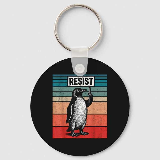 Resistera penguins mot Trump Tariffs Funny Nyckelring (Framsida)