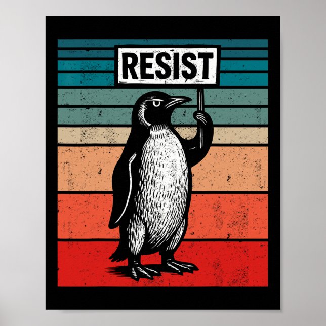Resistera penguins mot Trump Tariffs Funny Poster (Framsidan)