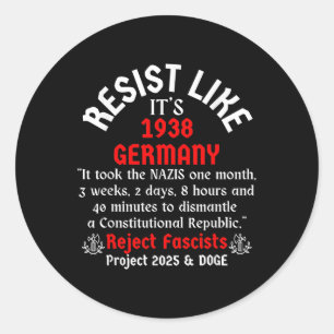 Resistera som 1938 Tyskland_2 Runt Klistermärke