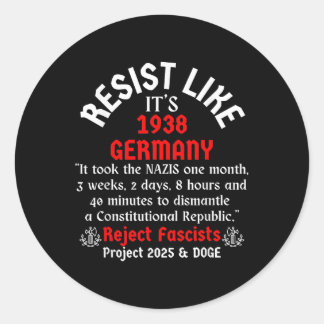 Resistera som 1938 Tyskland_2 Runt Klistermärke