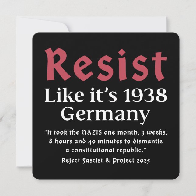 Resistera som 1938 Tyskland Inbjudningar (Framsida)