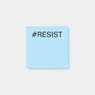 #Resistera svartvit text på ljusblå Post-it Block