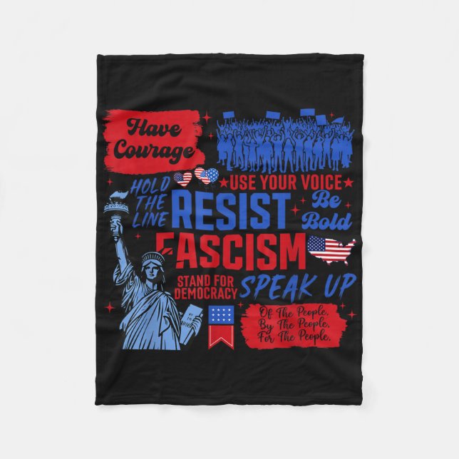 ResistFascism Liberal Activist Frihetsgudinnan Fleecefilt (Framsidan)