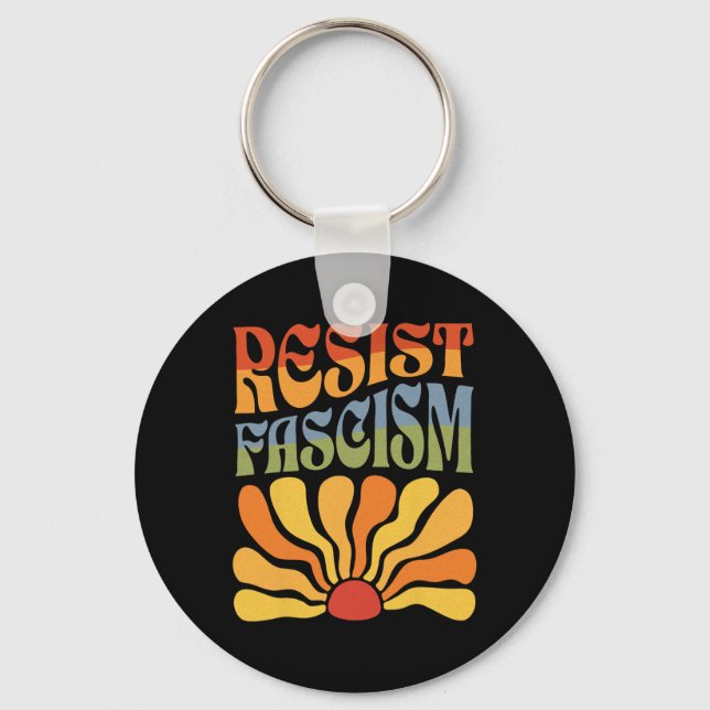 Resistfascism Retro Boho Feminist Pro Choice Huma Nyckelring (Framsida)