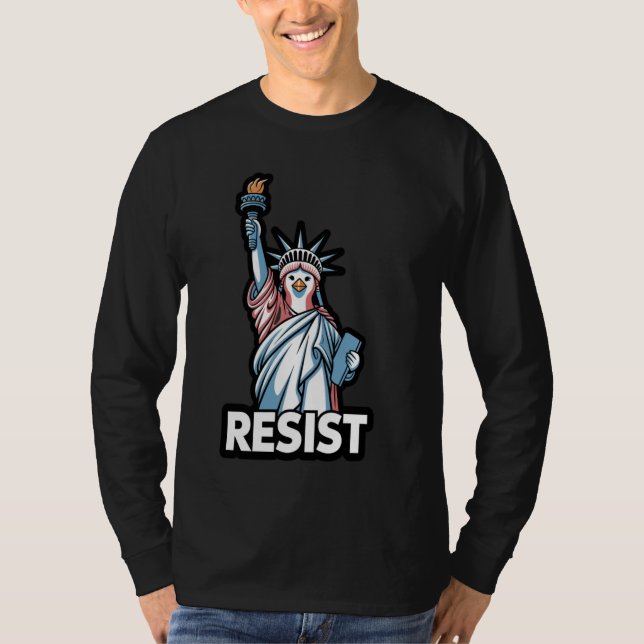 ResistTariffs Penguin Protest Frihetsgudinnan F T Shirt (Framsida)