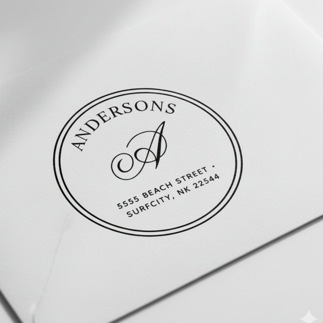 (RESIZED) Elegant Monogram Returadress Self-bläck Stämpel (Skapare uppladdad)