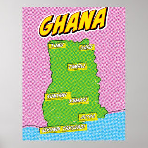 Reskarta över Ghana Poster