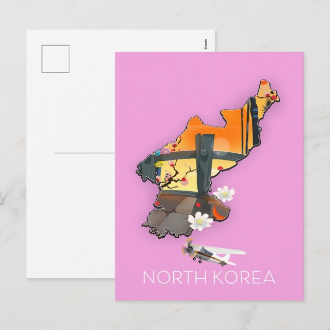 Reskarta över Nordkorea Helg Vykort (Fram/baksida)