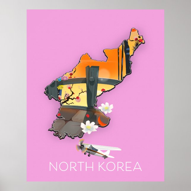 Reskarta över Nordkorea Poster (Framsidan)