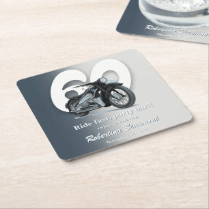 Resklassisk motorcykeltur födelsedag 60 underlägg papper kvadrat