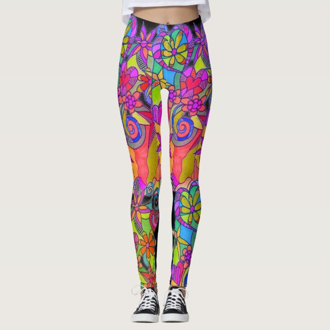 Resninghjärtadamasker av Leslie Clair Bures Leggings (Framsida)