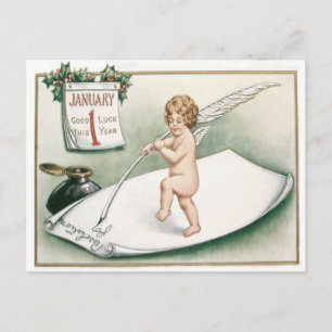 Resolution om Brev i Angel Cherub Holly Calendar Vykort