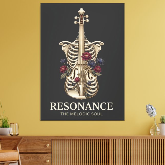Resonans - Anatomisk fiol revbenssjälsmusik Canvastryck (Insitu (Vardagsrum))