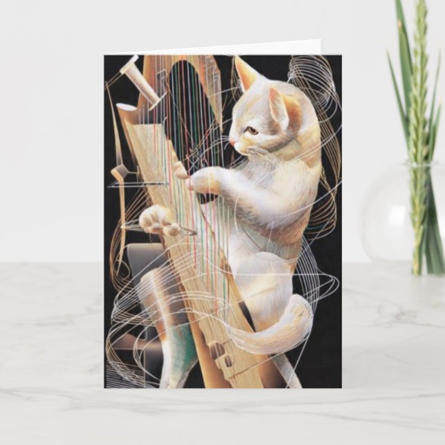 Resonant Whiskers – Surreal Cat Greeting Card Kort (Framsida)