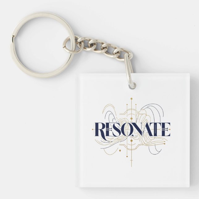 Resonate Abstrakt Linje Konst Akryl Nyckelring (Framsidan)