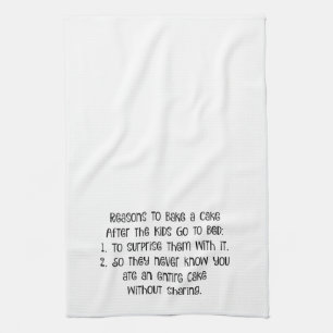 Resonerar för att baka en tårta - rolig kökshandduk