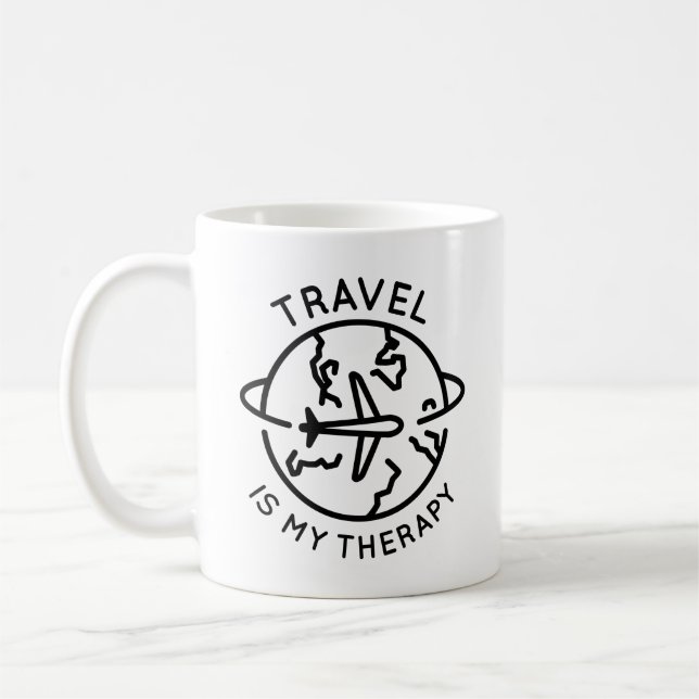 Resor är min terapi kaffemugg (Vänster)