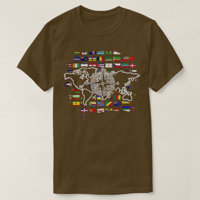 Resor Compass World Map Traveling Internationell T Shirt (Design framsida)