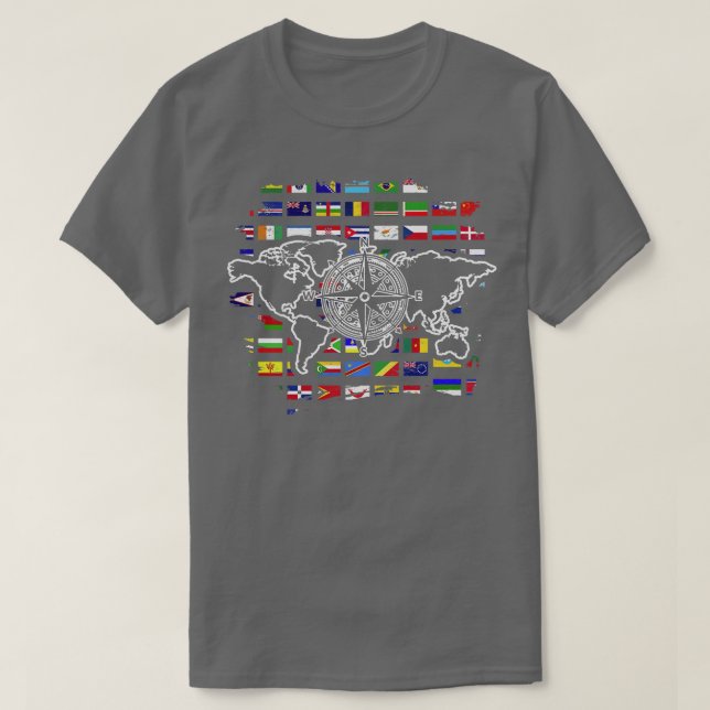Resor Compass World Map Traveling Internationell T Shirt (Design framsida)