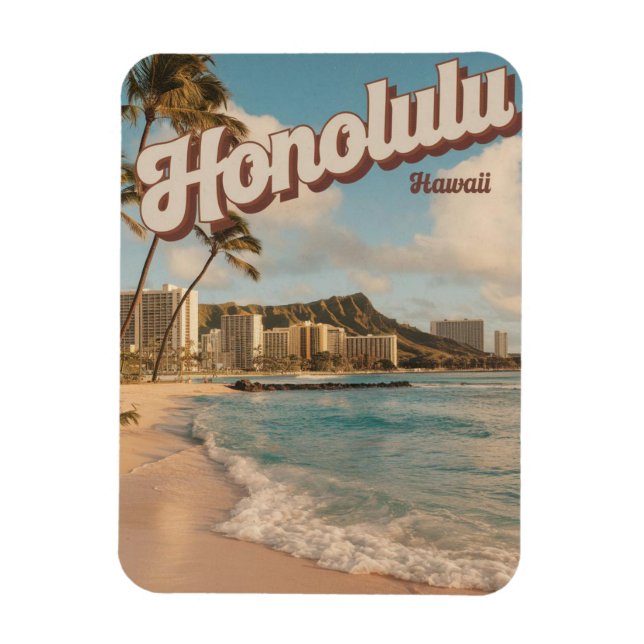 Resor Honolulu, Hawaii tropisk strand presentidéer Magnet (Vertikal)