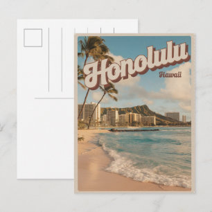 Resor Honolulu, Hawaii tropisk strand presentidéer Vykort