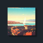 Resor i Genève, Schweiz Canvastryck<br><div class="desc">Genève, som ligger vid Sjö Genèvekonas kuster och omges av Alpernor och Jurabergen, är en av Schweiz mest typiska städer. Det är känt som en världsomspännande diplomatkår och det är ett stort antal internationell organisationer, inklusive FN och Röda Kor. Staden blandar sömlöst sitt kosmopolitanska flair med rikens historia, som är...</div>