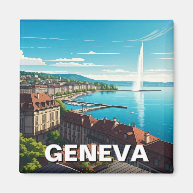 Resor i Genève, Schweiz Magnet (Framsidan)