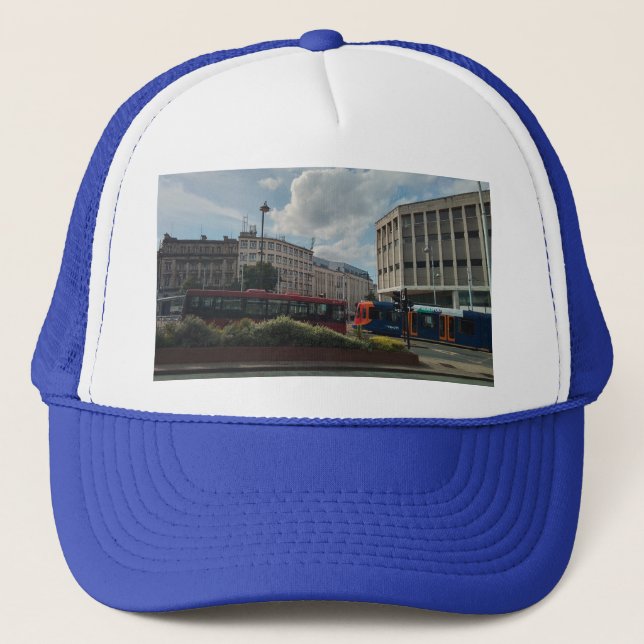 Resor i staden, spårvagnar och buss keps (Framsida)