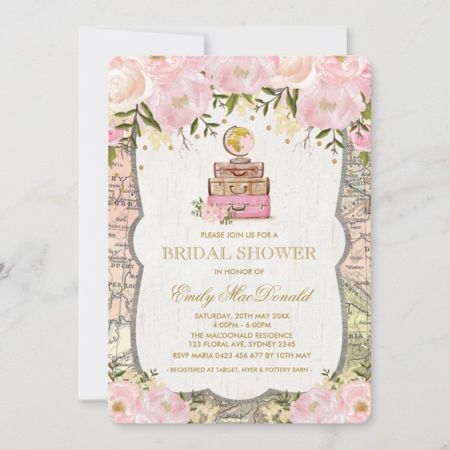 Resor Karta Äventyr Inbjudningskort för möhippan (Framsida)