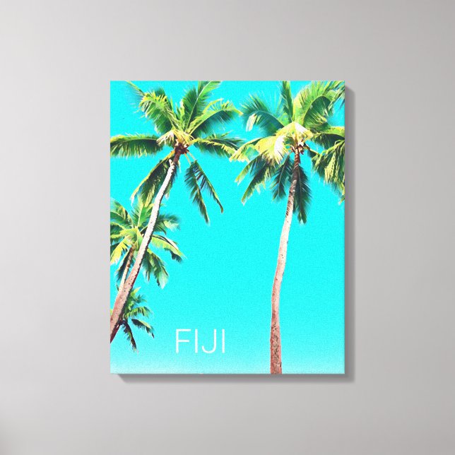 Resor på ön Fiji tropiska kokosnöten handflatan tr Canvastryck (Framsida)