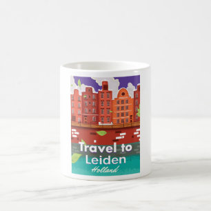 Resor till Leiden Holland-tecknadens reseaffisch Kaffemugg