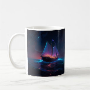 Resor under ett radikalt Moonlit Himmel Kaffemugg