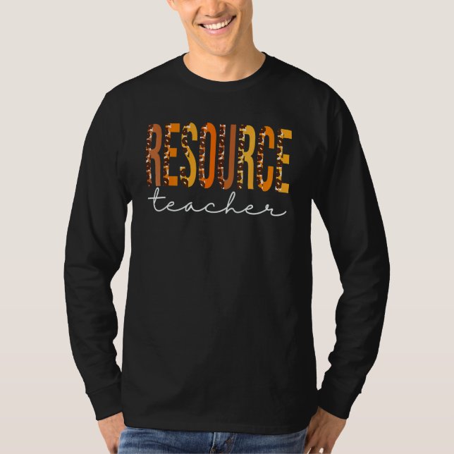 Resource Teacher Leopard Cute Fall Autumn Thanksgi T Shirt (Framsida)