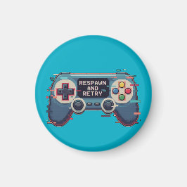 Respawn and Retry - Retro Gaming Glitch Art Magnet