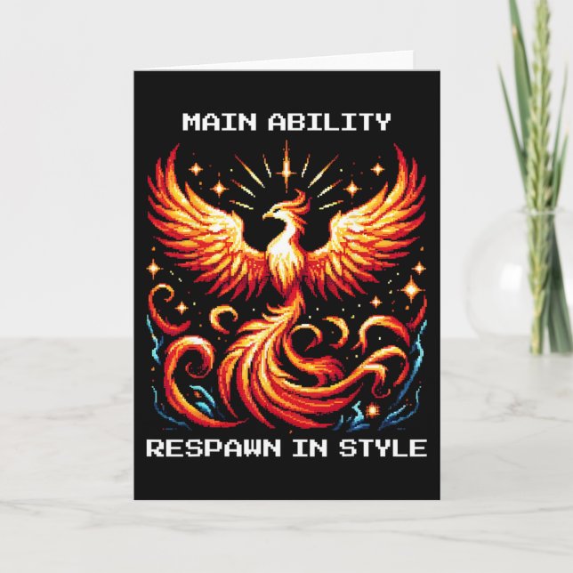 Respawn i stil Phoenix Pixel Revival Gamer Art  Kort (Framsida)